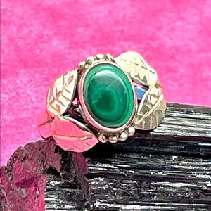 Sterling Malachite Ring Sz 6